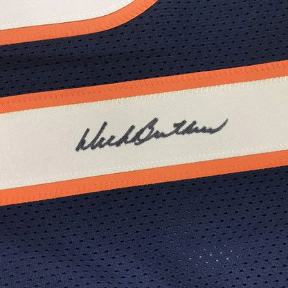 Blue custom jersey with orange and white stripes and signature from Professional Sports League