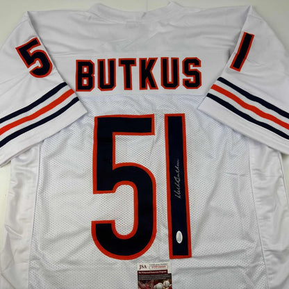 Autographed Dick Butkus Chicago White Football Jersey JSA COA | Certified Authentic Signed Memorabilia | vintageantiquesgifts.com