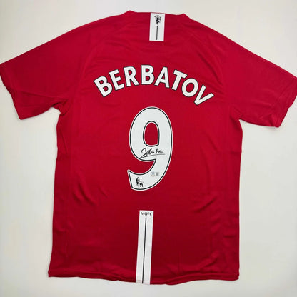 Autographed Dimitar Berbatov Manchester United Red Soccer Jersey Beckett BAS COA | Hall of Fame Sports Memorabilia | vintageantiquesgifts.com
