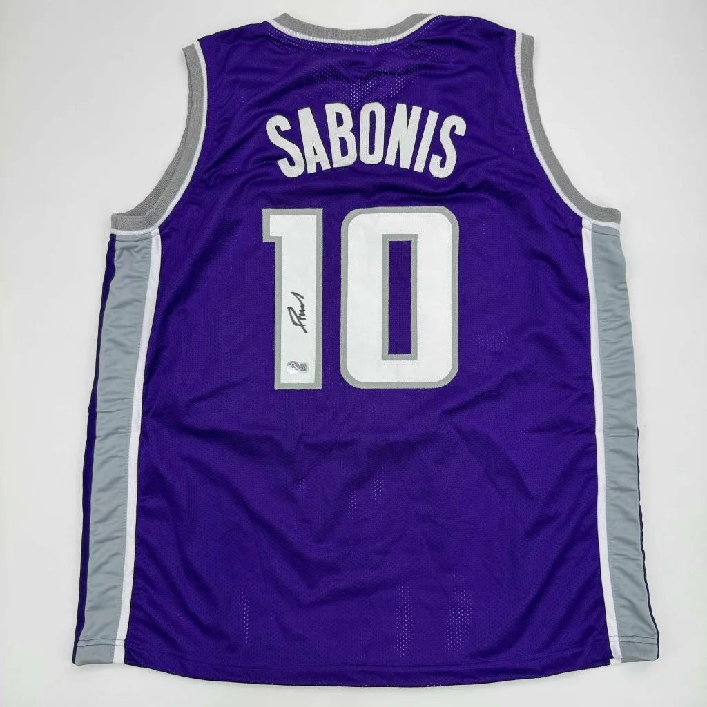 Purple custom basketball jersey with SABONIS and 10 from Professional Sports League