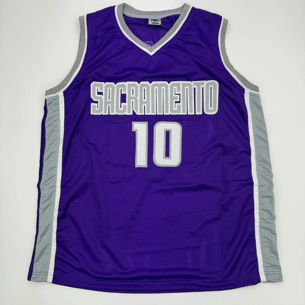 Purple and gray Sacramento Kings custom jersey with number 10 from professional sports league
