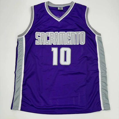 Purple and gray Sacramento Kings custom jersey with number 10 from professional sports league