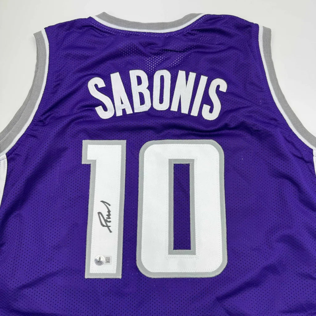 Autographed Domantas Sabonis Sacramento Purple Basketball Jersey Beckett BAS COA | Certified Authentic Signed Memorabilia | vintageantiquesgifts.com