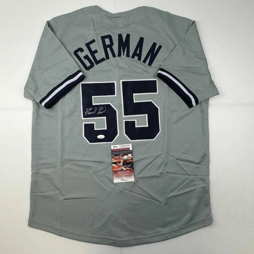 Autographed Domingo German New York Yankees gray custom jersey, number 55