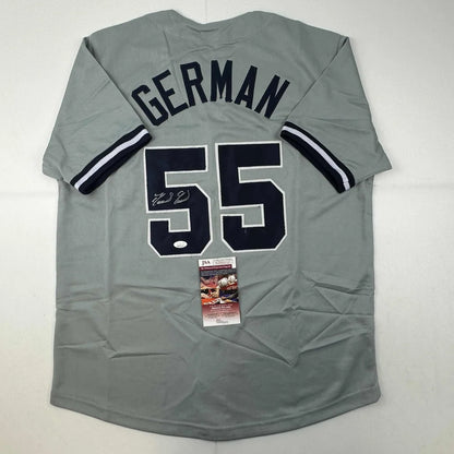 Autographed Domingo German New York Yankees gray custom jersey, number 55