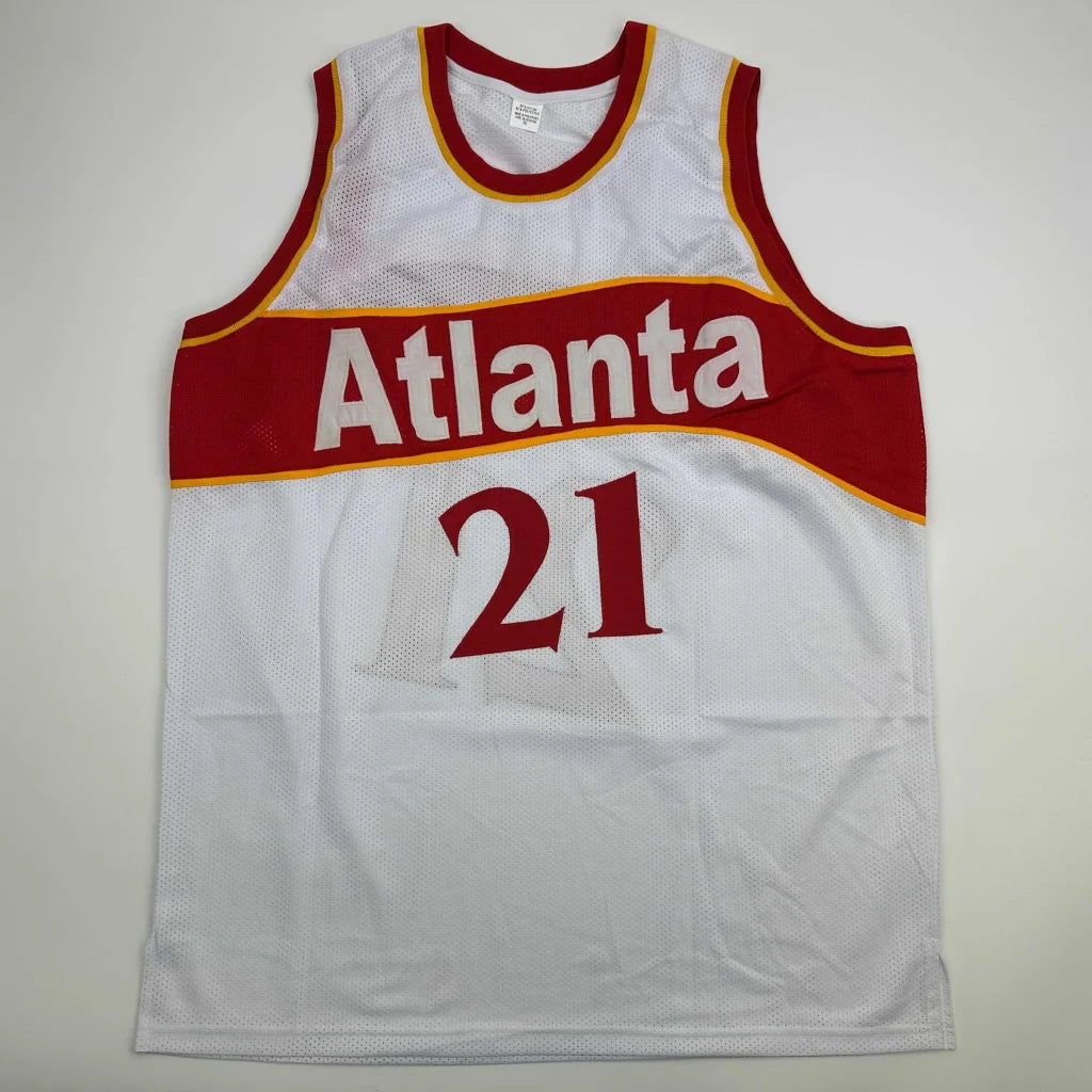 Autographed Dominique Wilkins Atlanta white custom jersey, number 21