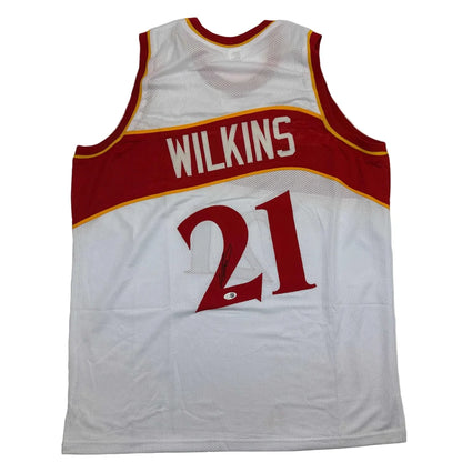 Autographed Dominique Wilkins custom jersey, Atlanta white with red mesh, number 21
