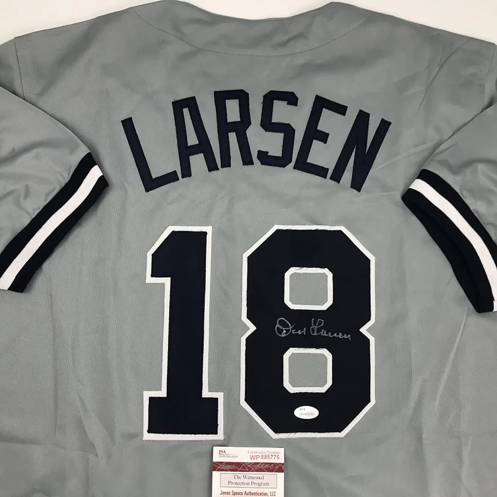 Grey custom jersey with Larsen 18 autographed from Professional Sports League