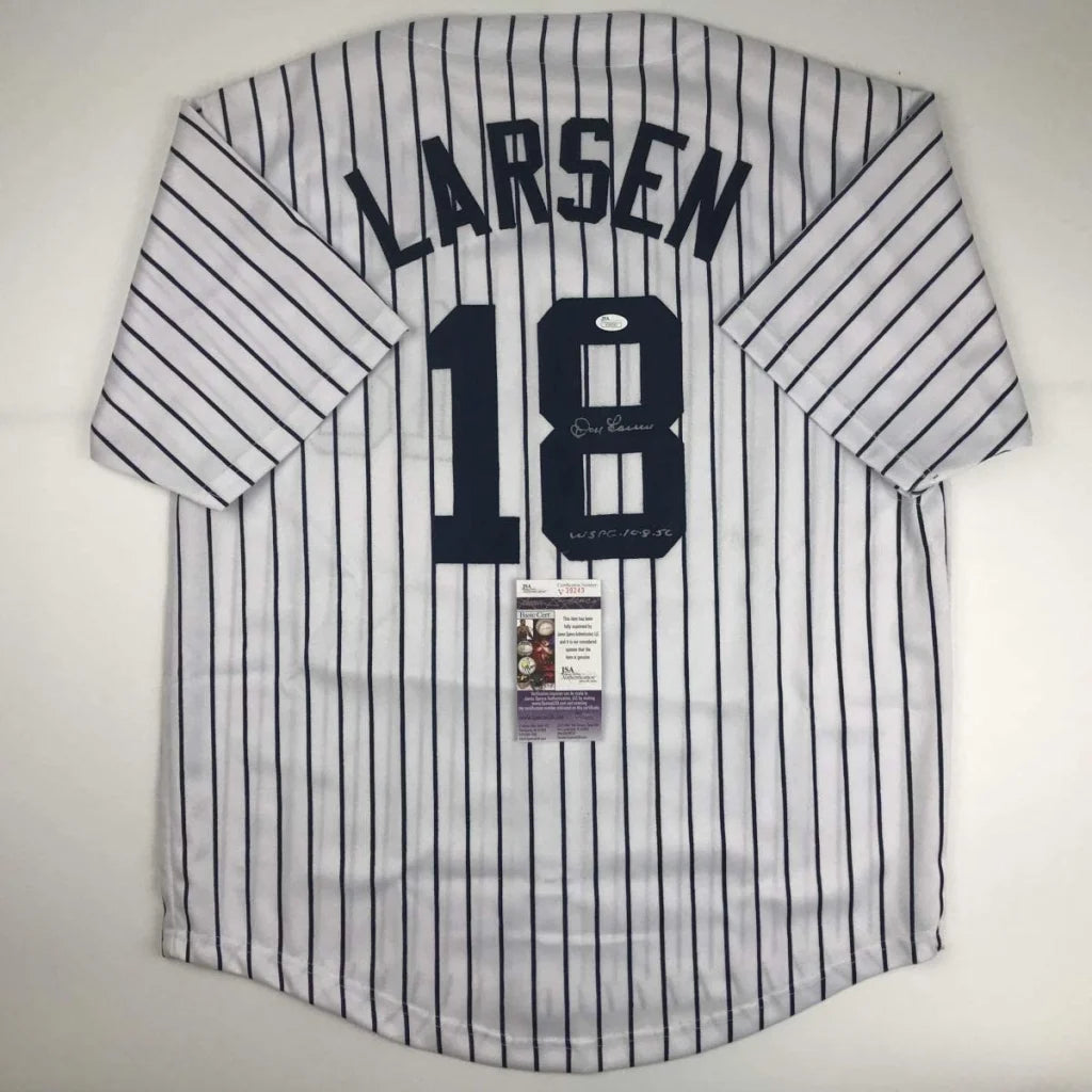 Autographed Don Larsen New York Yankees pinstripe custom jersey with number 18