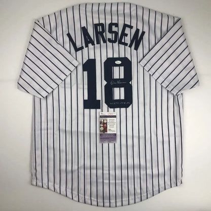 Autographed Don Larsen New York Yankees pinstripe custom jersey with number 18
