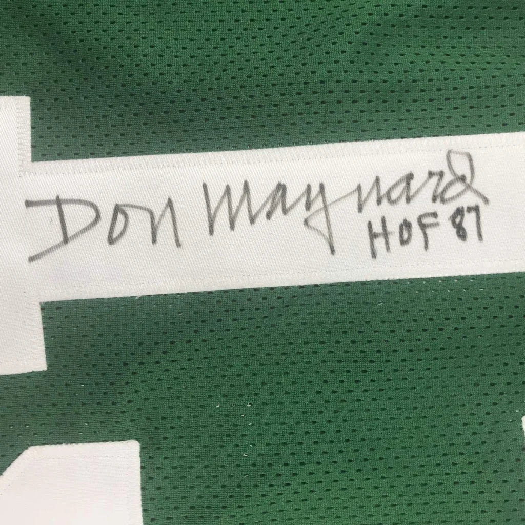 Green mesh custom jersey with white stripe and autograph from Don Maynard, a pro sports collectible