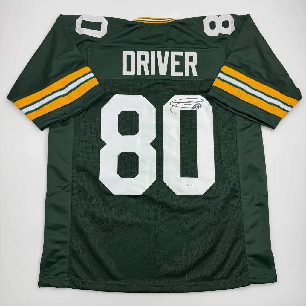 Signed Green Bay Packers custom jersey with DRIVER 80 for professional sports fans