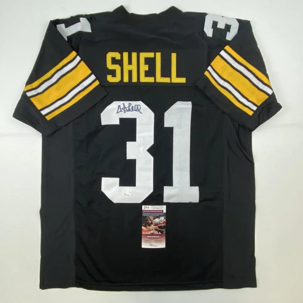 Autographed Donnie Shell 31 Pittsburgh black custom jersey back, JSA COA