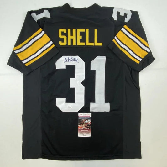 Autographed Donnie Shell 31 Pittsburgh black custom jersey back, JSA COA