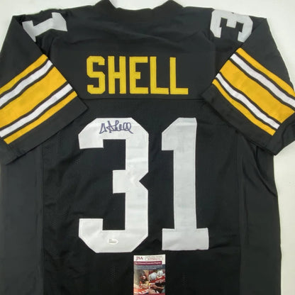 Back of autographed Donnie Shell Pittsburgh custom jersey, Shell 31, JSA COA