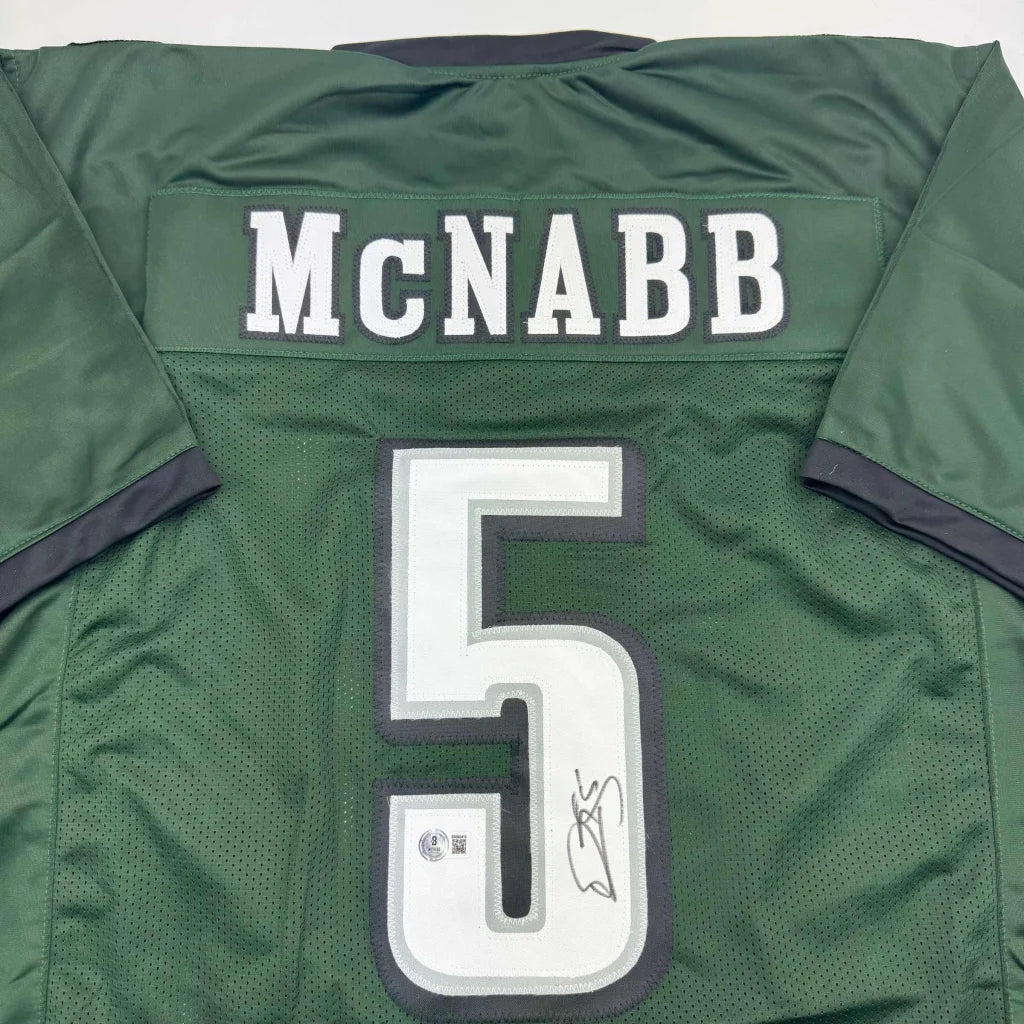 Autographed Donovan McNabb Philadelphia Green Football Jersey Beckett BAS COA | Certified Authentic Signed Memorabilia | vintageantiquesgifts.com
