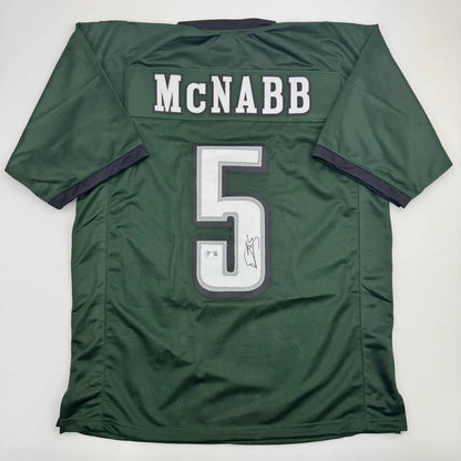 Autographed Donovan McNabb Philadelphia Green Football Jersey Beckett BAS COA | Hall of Fame Sports Memorabilia | vintageantiquesgifts.com