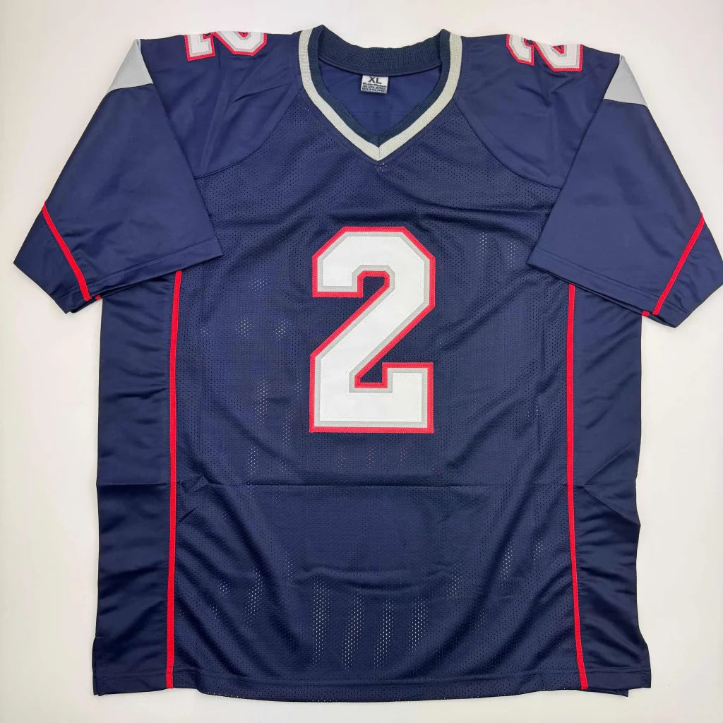 Autographed Doug Flutie New England Blue Football Jersey Beckett BAS COA | Authenticated Signed Sports Jersey | vintageantiquesgifts.com