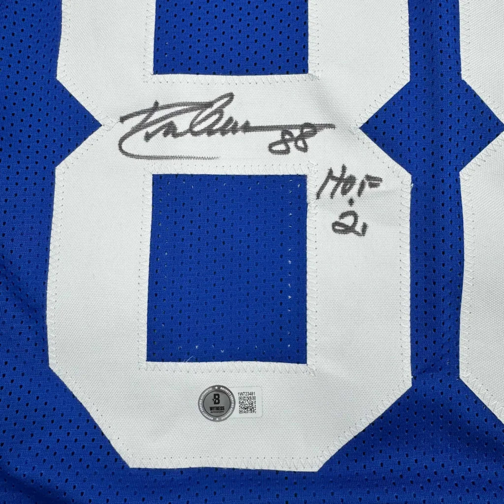 Blue custom jersey with white numbers and signature from D Pearson 88 for professional sports fans