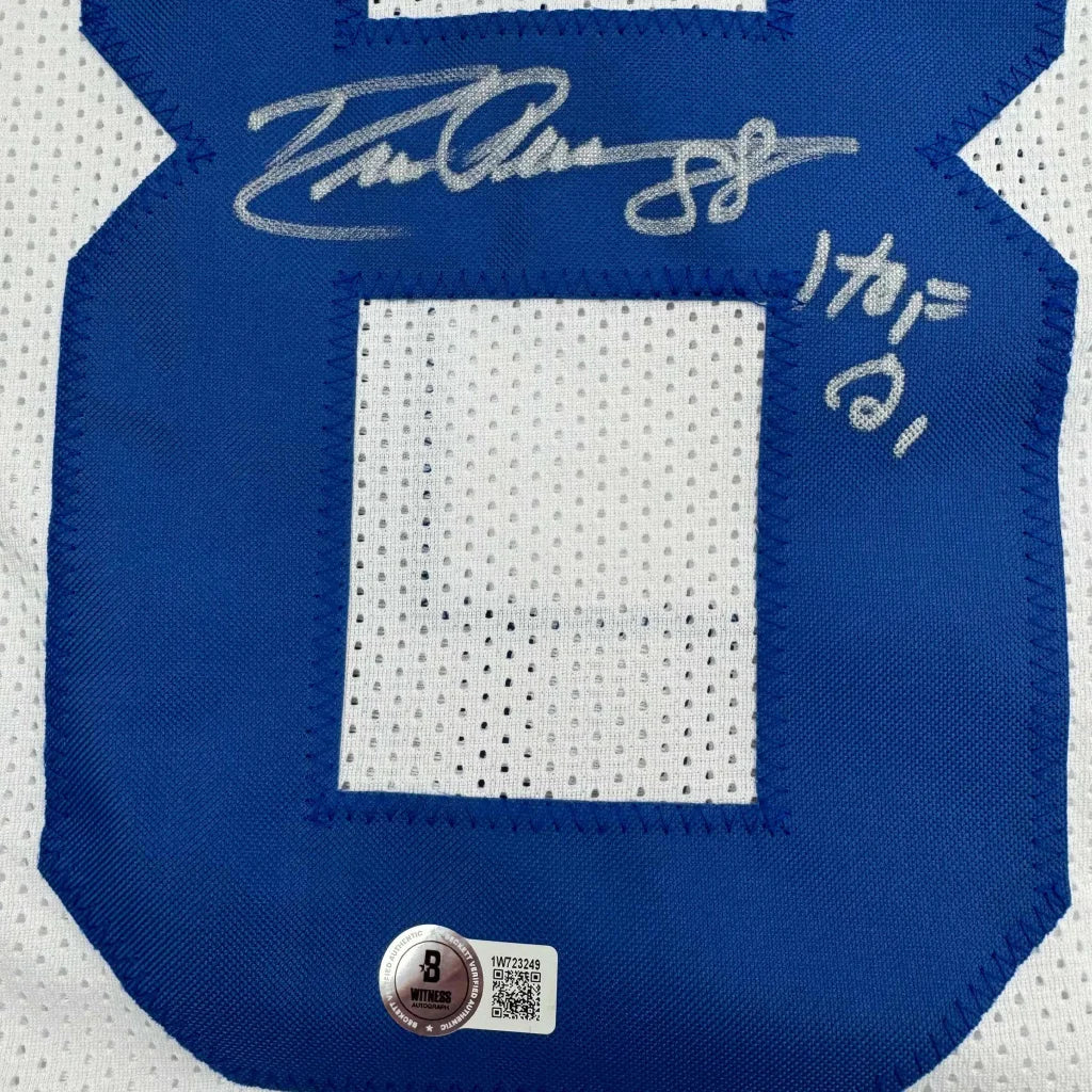 Blue and white mesh custom jersey from Professional Sports Era with signature and auth sticker