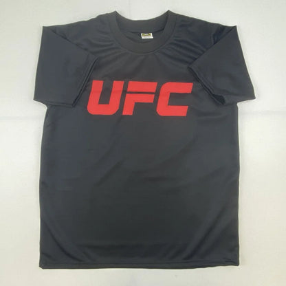 UFC black and red logo T-shirt with short sleeves from Dustin Poirier Signed Jersey