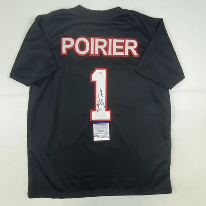 Dustin Poirier signed black and red sport jersey with number 1 and lettering