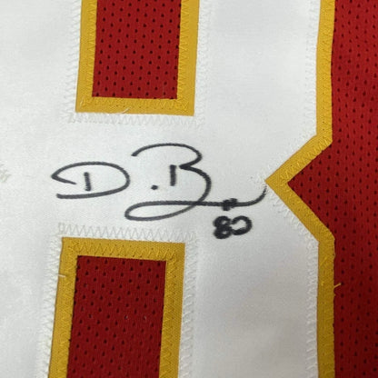 Autographed black ink signature and number 83 on a kansas city red mesh custom jersey from a professional sports league