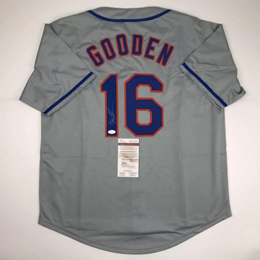 Gray Dwight Gooden custom jersey with autograph, perfect for sports league fans