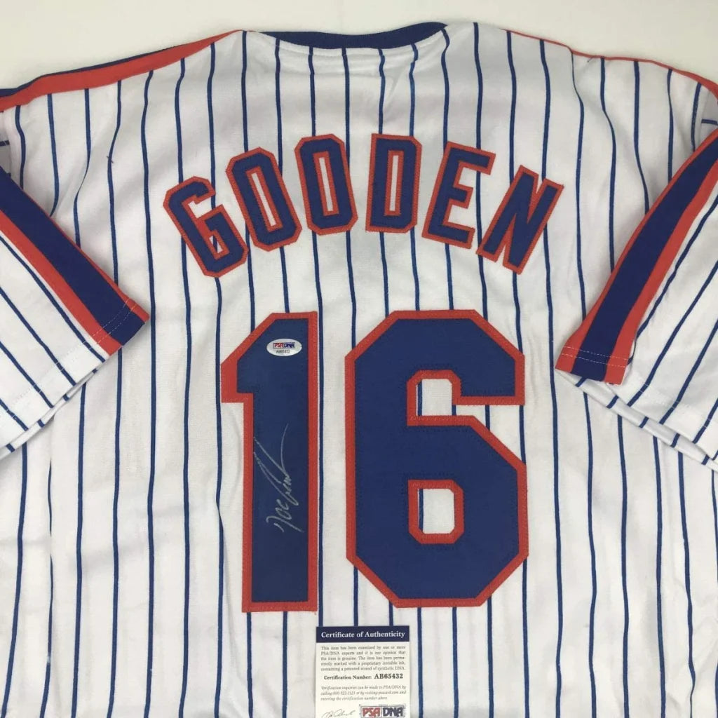 White pinstriped custom jersey with GOODEN 16 autographed for baseball fans