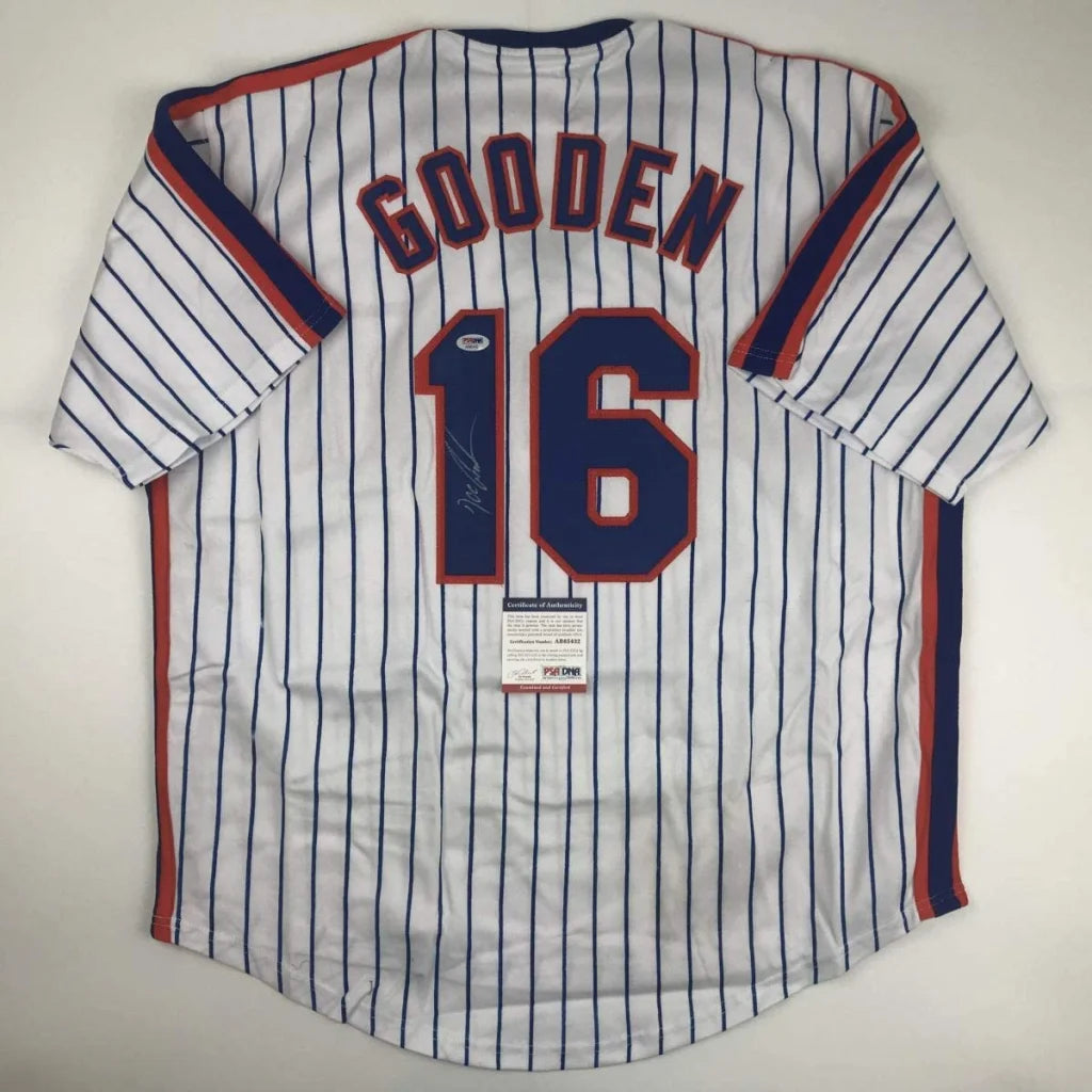 White pinstripe custom jersey with GOODEN 16 for baseball fans and pro sports collectors