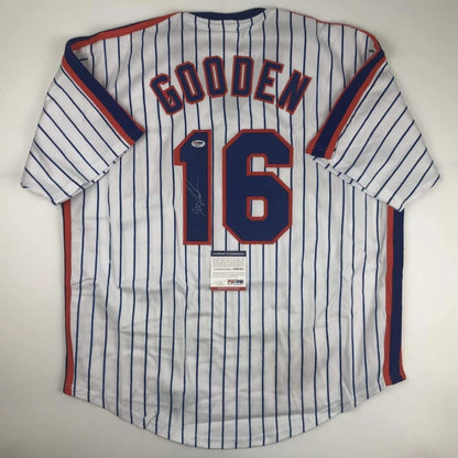 White pinstripe custom jersey with GOODEN 16 for baseball fans and pro sports collectors