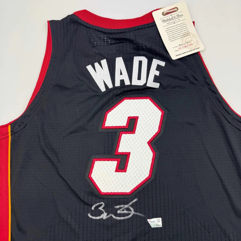 Autographed Dwyane Wade Miami Heat Black Mitchell & Ness Authentic Basketball Jersey Fanatics COA | Authenticated Signed Sports Jersey | vintageantiquesgifts.com