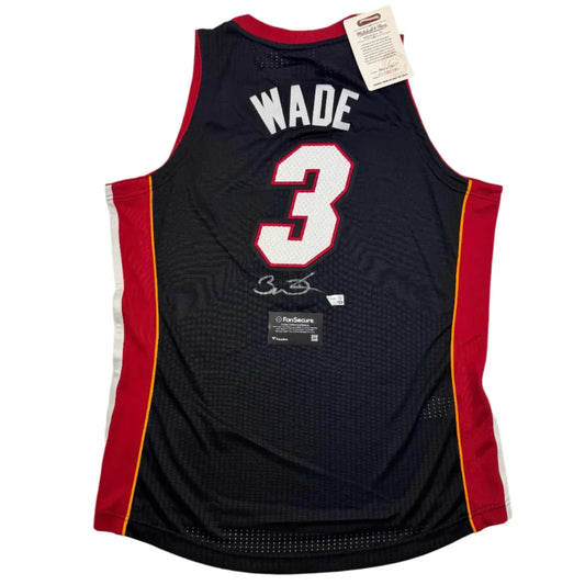 Black Miami Heat Dwyane Wade #3 jersey with autograph and third party authentication tags