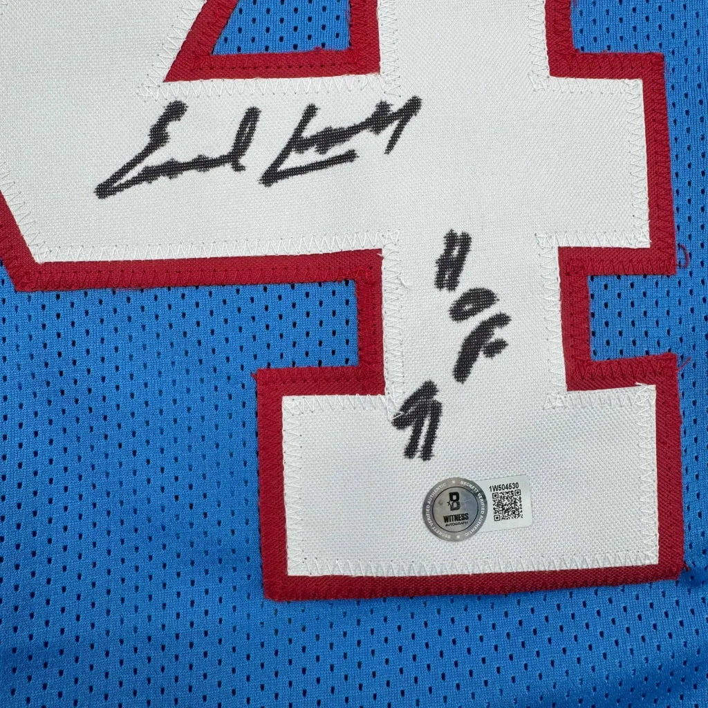 Autographed light blue custom jersey from professional sports league Houston Oilers Number 34
