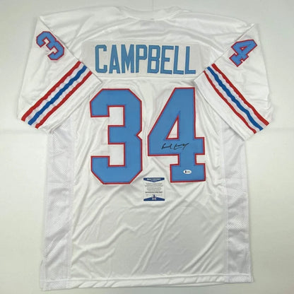 Autographed Earl Campbell Houston white custom jersey, number 34