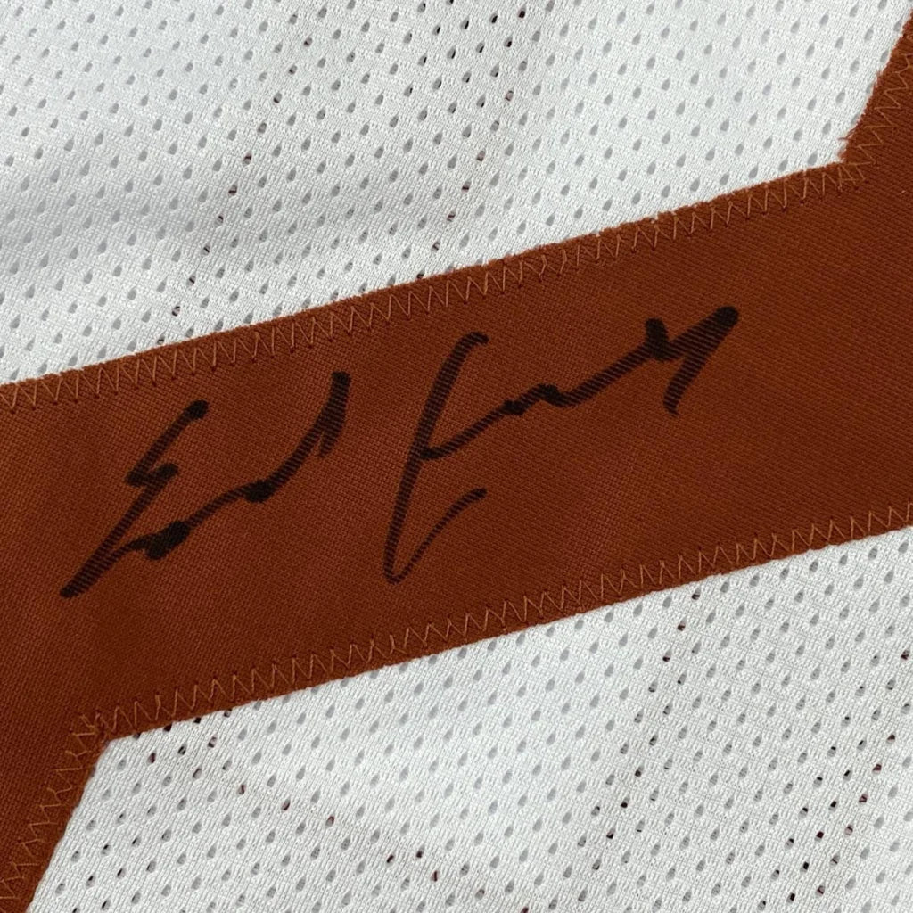 White athletic jersey with brown stripe and black autograph from the Custom Jersey Campbell 20 for professional sports fans