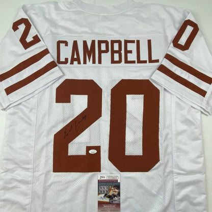 White mesh Custom Jersey Campbell 20 autographed football collectible with JSA cert