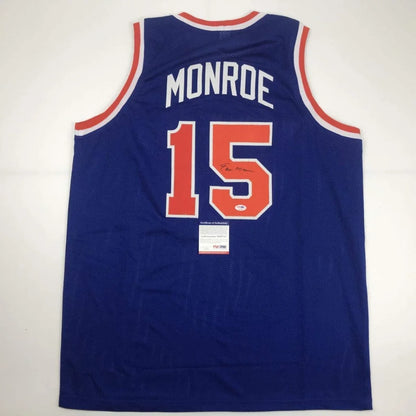 Autographed Earl Monroe Knicks custom jersey back, number 15, PSA/DNA COA