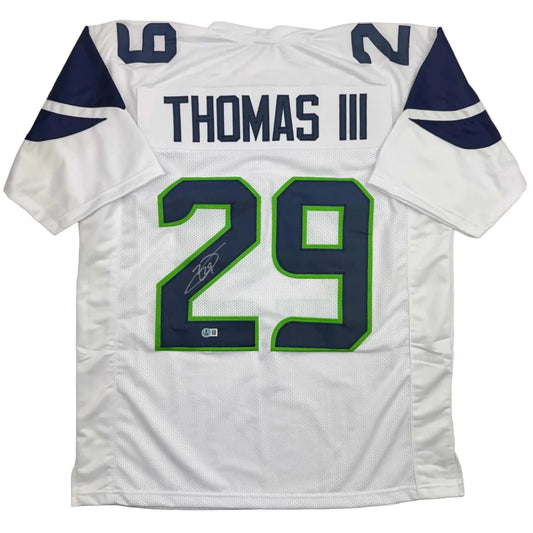 Autographed Earl Thomas III Seattle White Football Jersey Beckett BAS COA | Hall of Fame Sports Memorabilia | vintageantiquesgifts.com