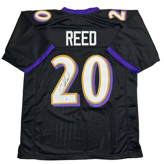 Autographed Ed Reed Baltimore Black Football Jersey Beckett BAS COA | Hall of Fame Sports Memorabilia | vintageantiquesgifts.com
