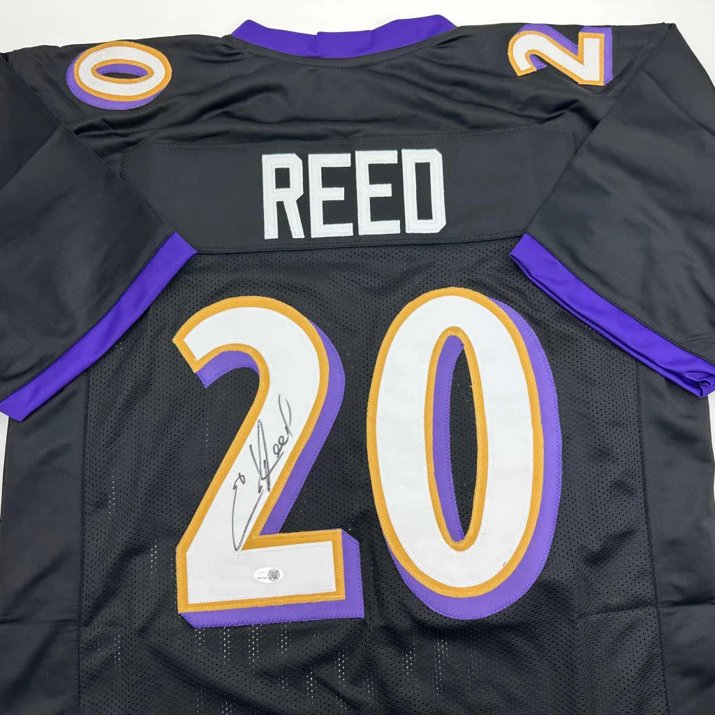 Autographed Ed Reed Baltimore Black Football Jersey Beckett BAS COA | Certified Authentic Signed Memorabilia | vintageantiquesgifts.com