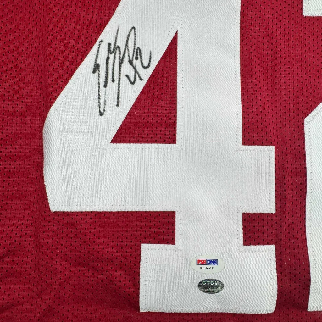 Autographed red and white custom jersey number 41, professional sports memorabilia