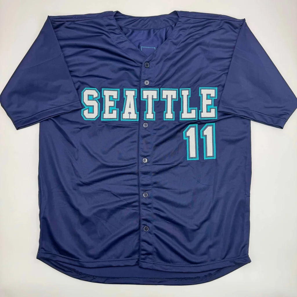 Autographed Edgar Martinez navy blue Seattle Mariners custom jersey number 11