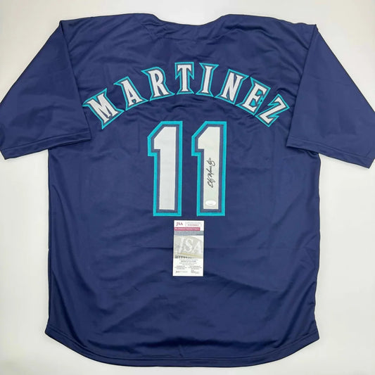Autographed Edgar Martinez Seattle Blue Baseball Jersey JSA COA | Hall of Fame Sports Memorabilia | vintageantiquesgifts.com
