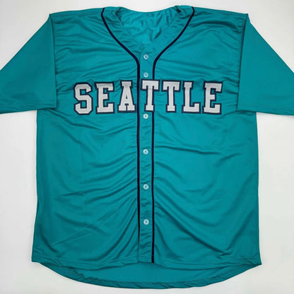 Teal long-sleeved custom jersey with SEATTLE for professional sports league fans