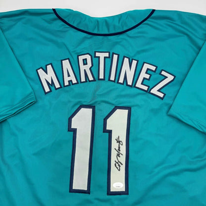 Autographed Edgar Martinez Seattle Teal Baseball Jersey JSA COA | Certified Authentic Signed Memorabilia | vintageantiquesgifts.com