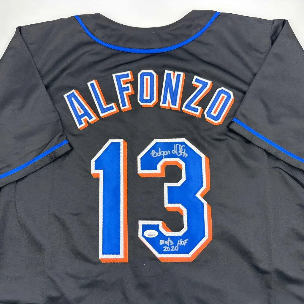 Autographed Edgardo Alfonzo New York Black Baseball Jersey JSA COA | Certified Authentic Signed Memorabilia | vintageantiquesgifts.com