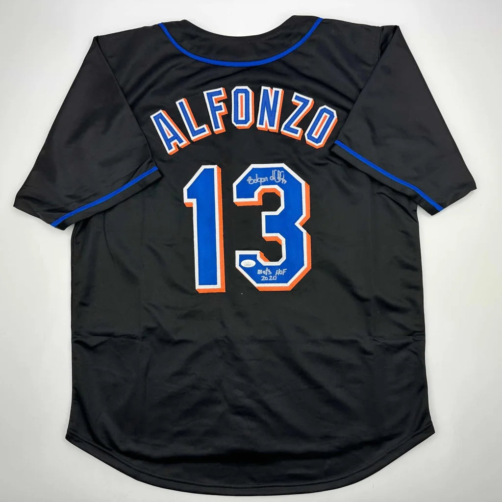 Autographed Edgardo Alfonzo New York Black Baseball Jersey JSA COA | Hall of Fame Sports Memorabilia | vintageantiquesgifts.com
