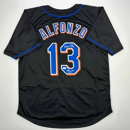 Autographed Edgardo Alfonzo New York Black Baseball Jersey JSA COA | Hall of Fame Sports Memorabilia | vintageantiquesgifts.com