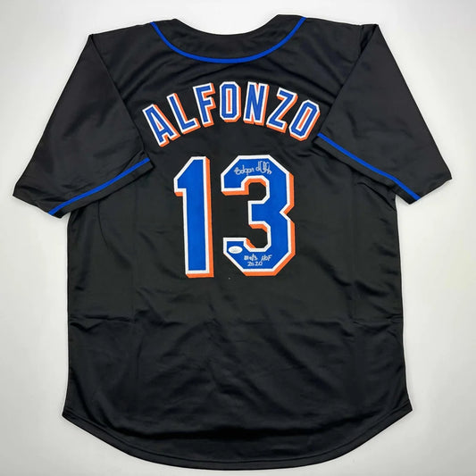 Autographed Edgardo Alfonzo New York Black Baseball Jersey JSA COA | Hall of Fame Sports Memorabilia | vintageantiquesgifts.com